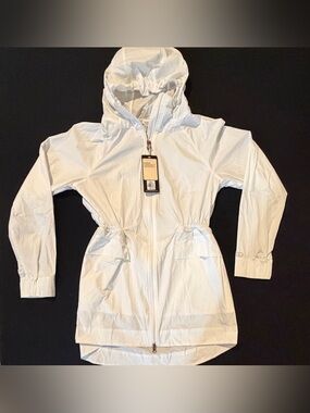 Calia Woven Anorak Pure White Light Weighted Hooded Women’s Small NWT